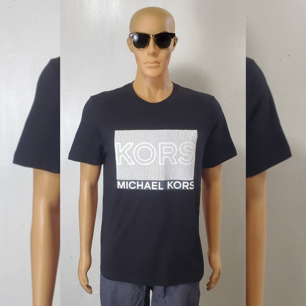 MICHAEL KORS AUTHENTIC TSHIRT MEN'S SHORT SLEEVE CREW NECK SIZE L SQUARE 3D LOGO